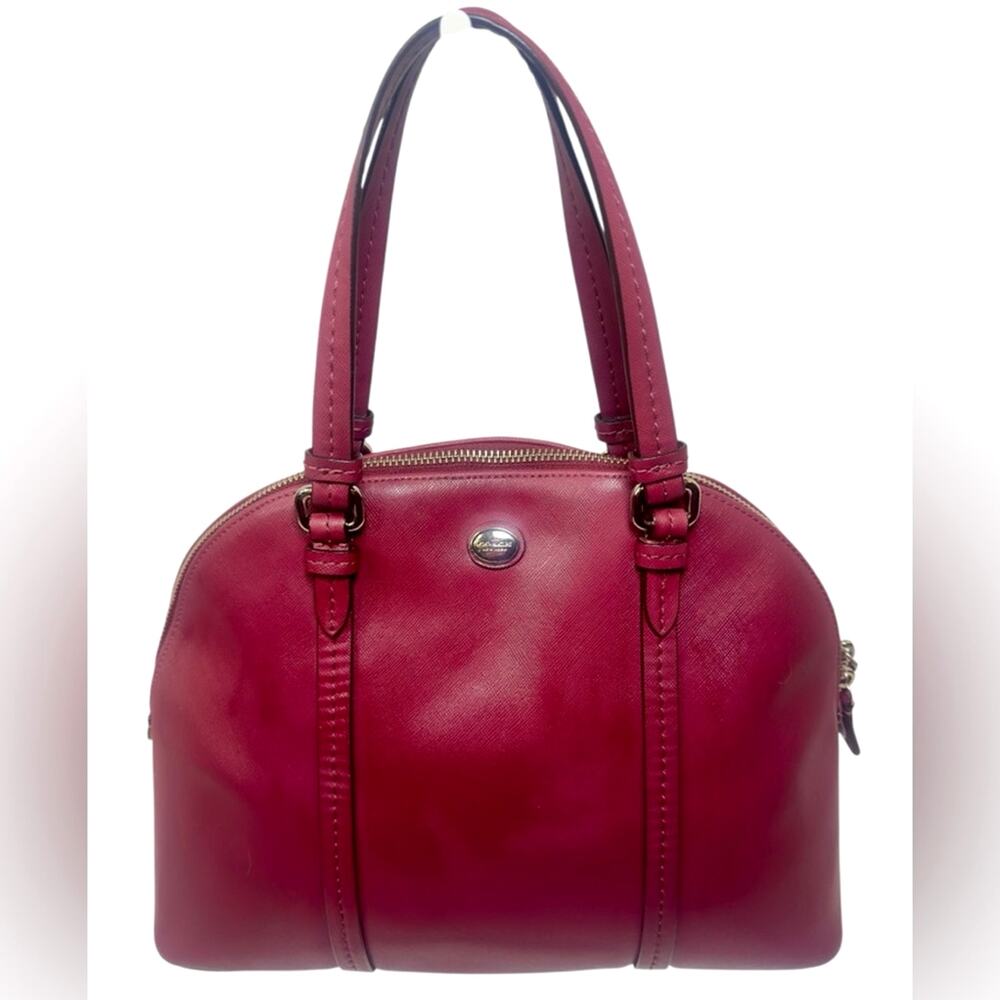 Coach Maroon Leather Top Handle Satchel – Crossbody Strap Included
